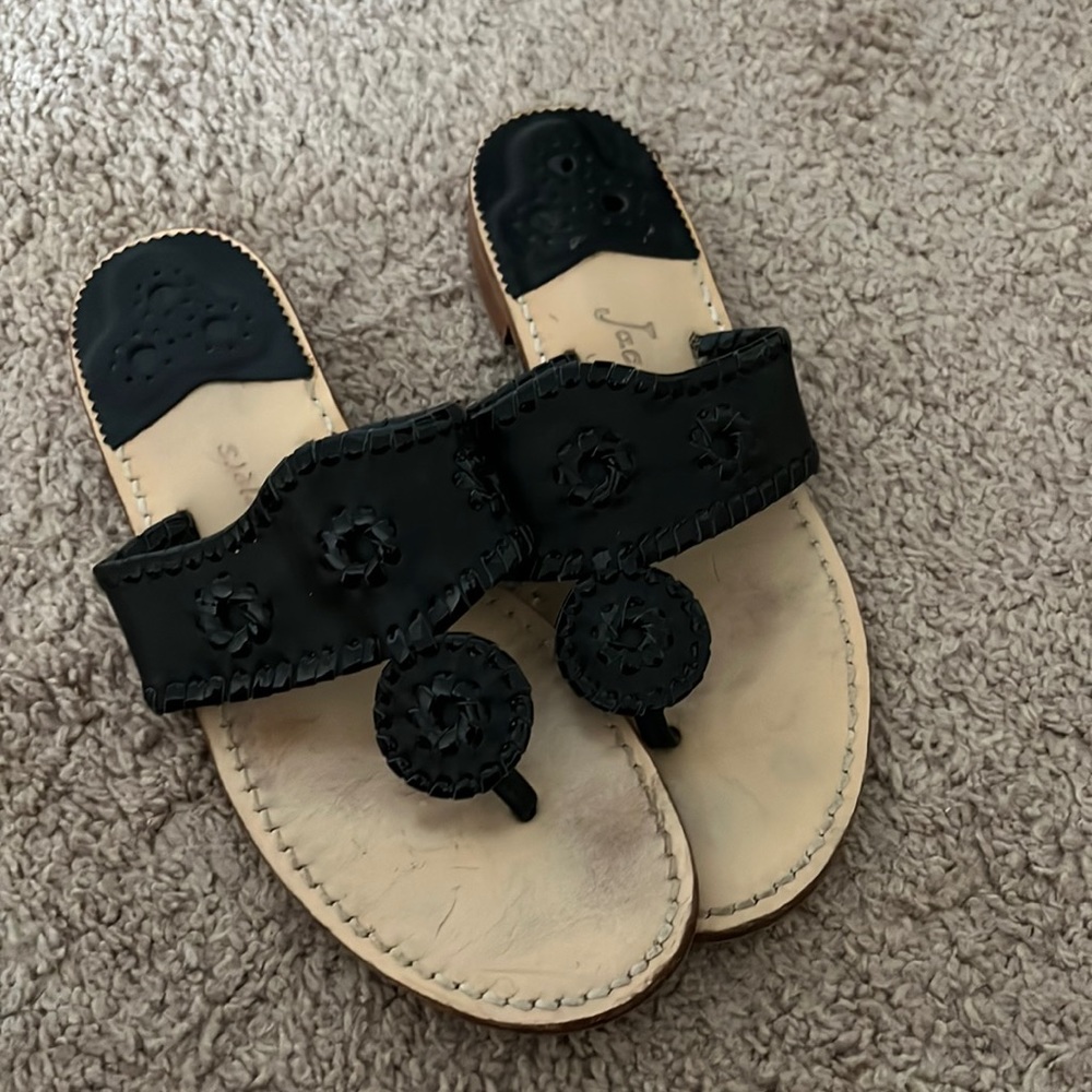 Jack Rogers black sandal worn
